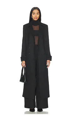 Bardot Faux Suede Longline Coat in Black from Revolve.com | Revolve Clothing (Global)
