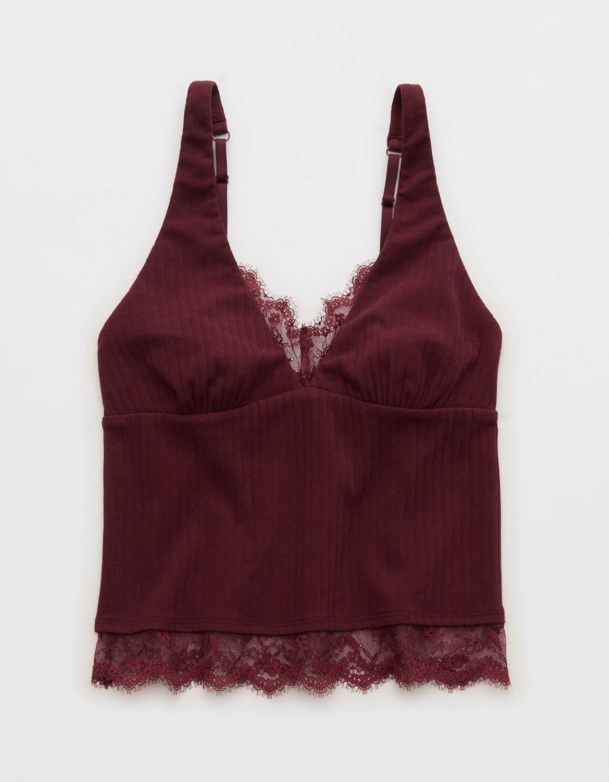 Superchill Cotton Rib Lace Tank Top | American Eagle Outfitters (US & CA)