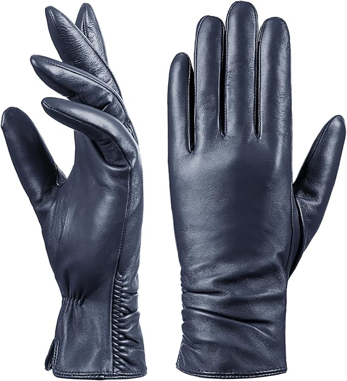 Womens Winter Leather Touchscreen Texting Warm Driving Lambskin Pure Genuine leather Gloves | Amazon (US)