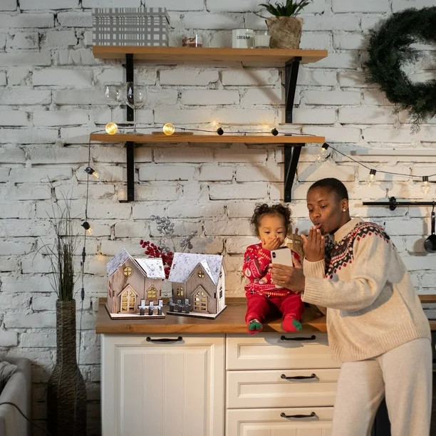 Yeacher Small Wooden House Desktop Decoration Luminous Wood Craft Ornament Small DIY Ornament Fes... | Walmart (CA)