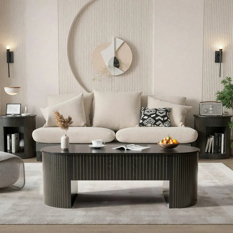 Lift Top Coffee Table with Storage, Oval Center Table with Hidden Compartment, Modern Coffee Tabl... | Walmart (US)