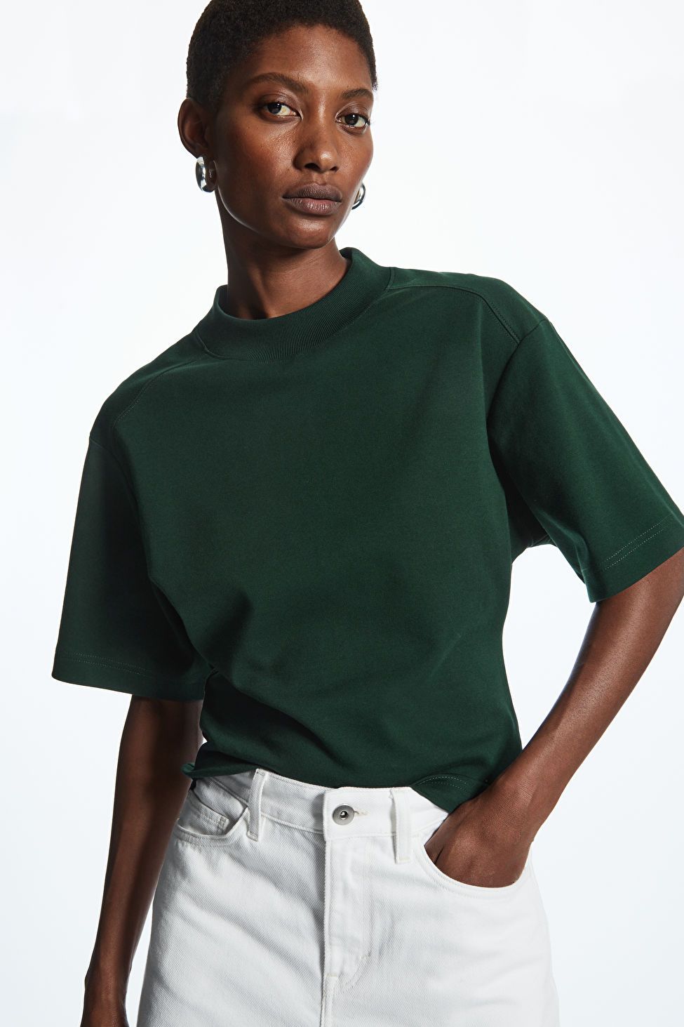 BOXY-FIT MOCK-NECK T-SHIRT | COS (US)