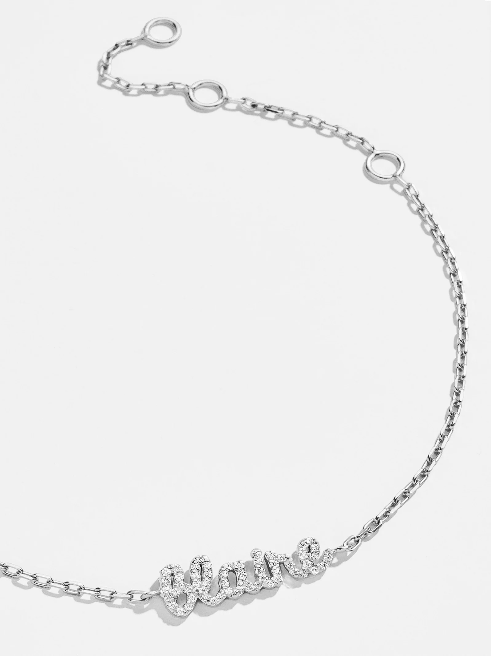 Sterling Silver Pavé Custom Nameplate Bracelet - Silver | BaubleBar (US)