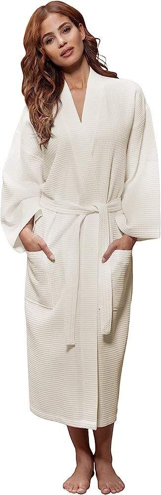 Turquaz Linen Lightweight Long Waffle Kimono Unisex Spa Robes For Women And Men | Amazon (US)