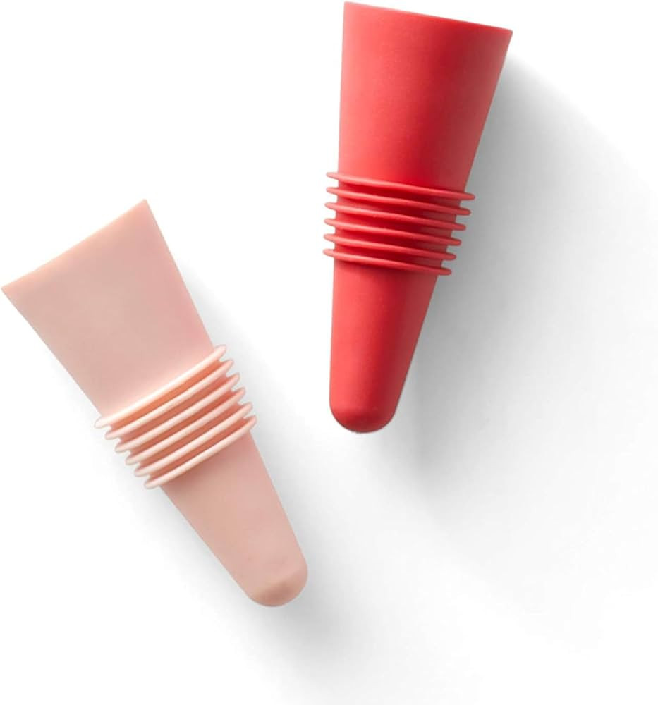 Rabbit Wine and Beverage Bottle Stoppers with Grip Top, Red Pink (Set of 2) | Amazon (US)