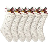 Christmas Stockings, 6 Pack 18 Inches Large Size Cable Knitted Stocking Gifts & Decorations for Fami | ManoMano UK