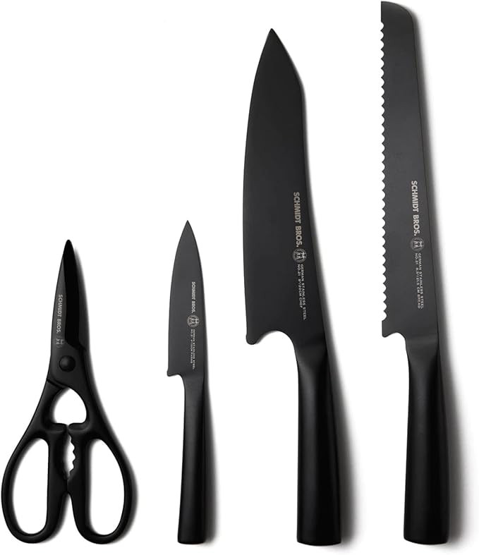 Schmidt Brothers - Jet Black 4-Piece Knife & Shears Starter Set, High-Carbon German Stainless Ste... | Amazon (US)