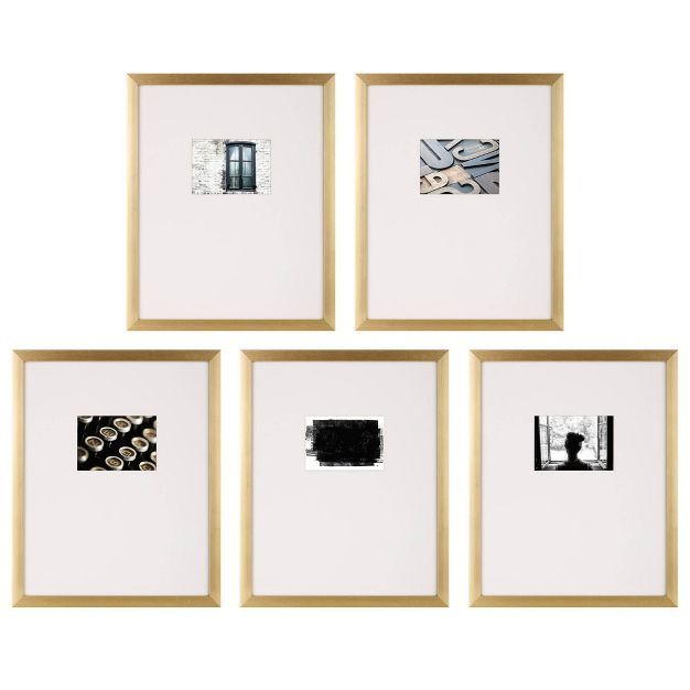 5pc 16" x 20" Matted to 5" x 7" Gallery Wall Picture Frame Set with Offset Mat/Hanging Template -... | Target