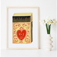 Custom Matchbox Art, A Perfect Match Personalized Art Print, Valentines Day Couples Wedding Gift For | Etsy (US)