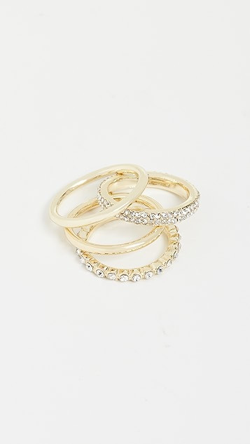 Set Of 4 Solid And Crystal Ring Set | Shopbop