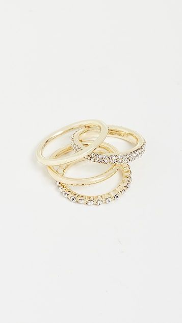 Set Of 4 Solid And Crystal Ring Set | Shopbop