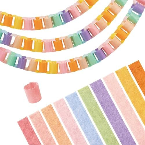 300 Sheets Felt Chain Strip with Glue, Reusable Paper Chain 2.36 x 8 Inch Colorful Garland Strip ... | Amazon (US)