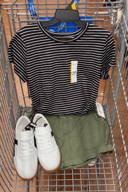 Walmart casual summer outfit with these great basic tees and cargo shorts! The tee is a classic fit so you can size up if you want it roomier. Shorts fit true to size. #walmartfashion 

#LTKFindsUnder50 #LTKStyleTip #LTKOver40