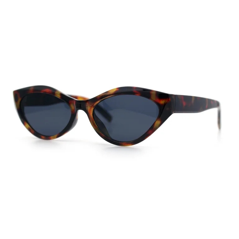 Womens Mod Beveled Thick Cat Eye Retro Fashion Plastic Sunglasses Tortoise - Black | Walmart (US)