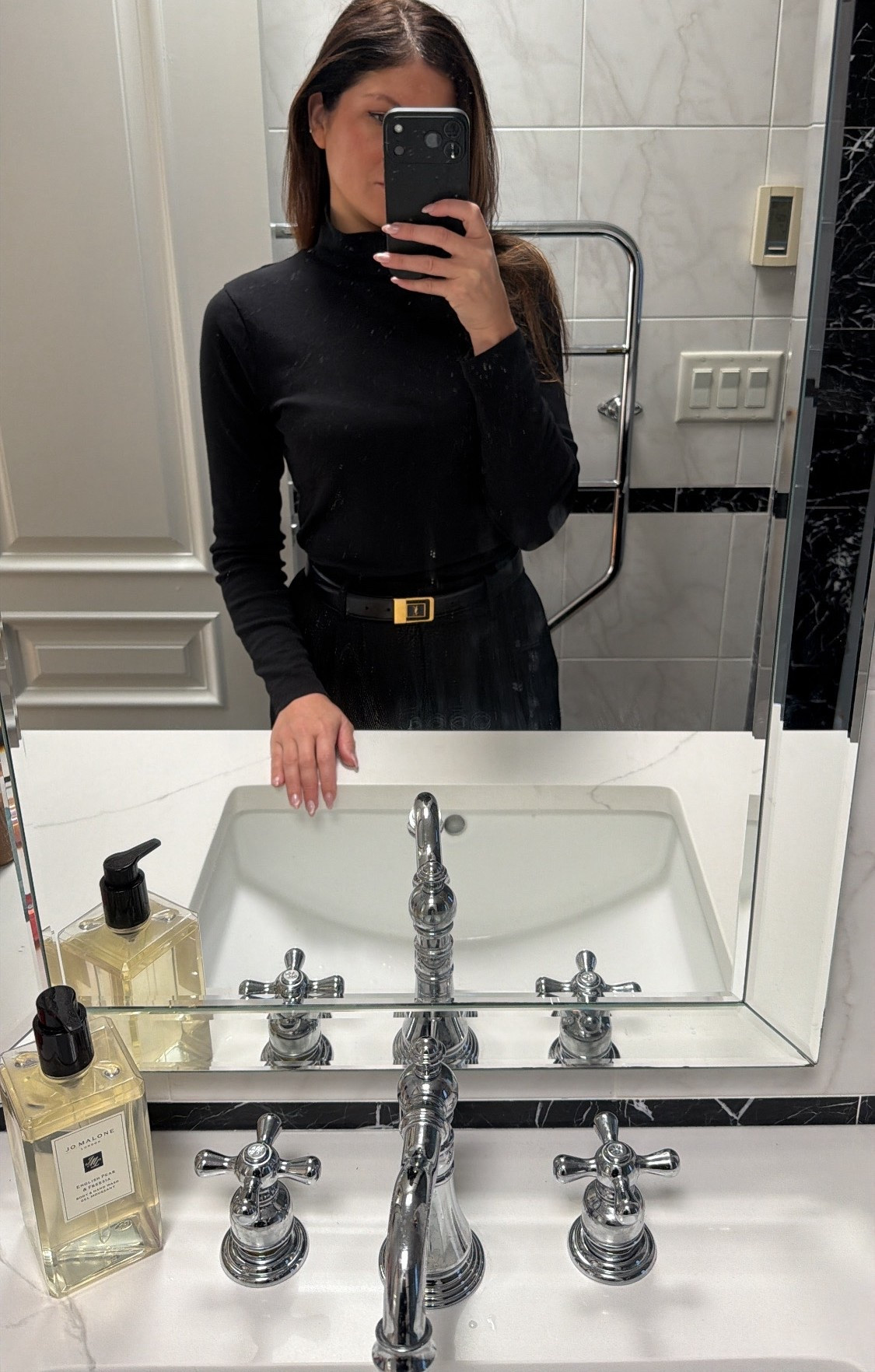 I love this belt-I use it with the most basic outfit to elevate it. Black mock neck, top, turtleneck, ripped outfit, classy.

#LTKootd #LTKSaleAlert #LTKWorkwear