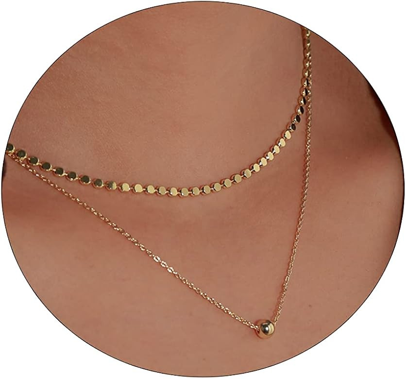 LEXODY Stackable Necklaces for Women 14k Gold Plated Layered Gold Necklaces Dainty Gold Necklace ... | Amazon (US)