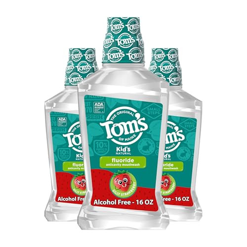 Tom's of Maine Children's Anticavity Fluoride Rinse Mouthwash, Silly Strawberry, 16 oz. 3-Pack | Amazon (US)