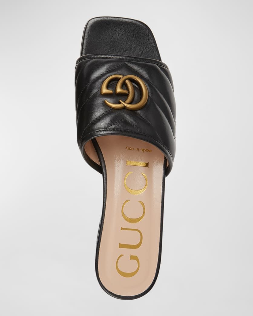 Gucci Jolie Quilted Medallion Slide Sandals | Neiman Marcus