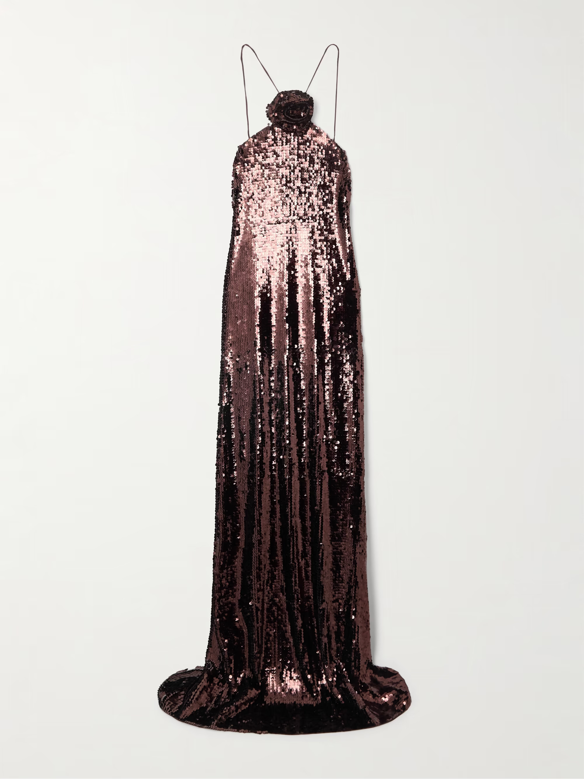 Appliquéd sequined tulle halterneck gown | NET-A-PORTER (US)