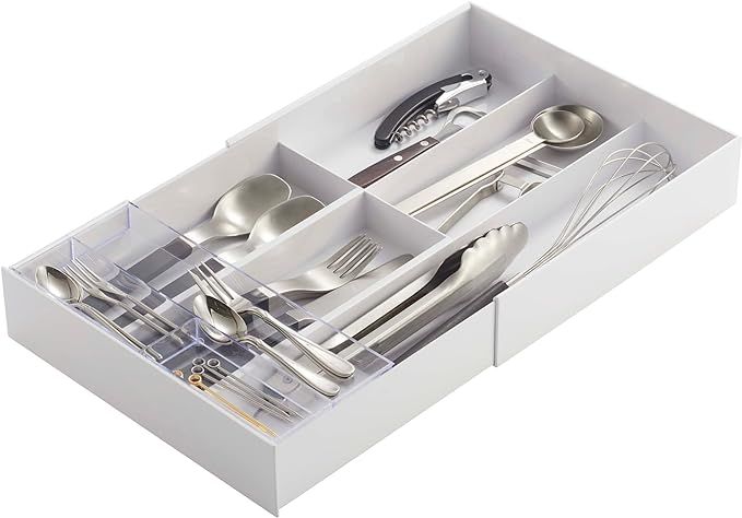 YAMAZAKI Home Tower Expandable Cutlery Drawer Organizer - Kitchen Silverware Utensil Storage Tray... | Amazon (US)
