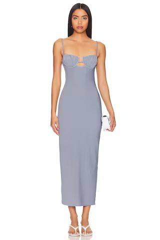 Montce Swim X Olivia Culpo Petal Long Slip Dress in Dark Denim from Revolve.com | Revolve Clothing (Global)