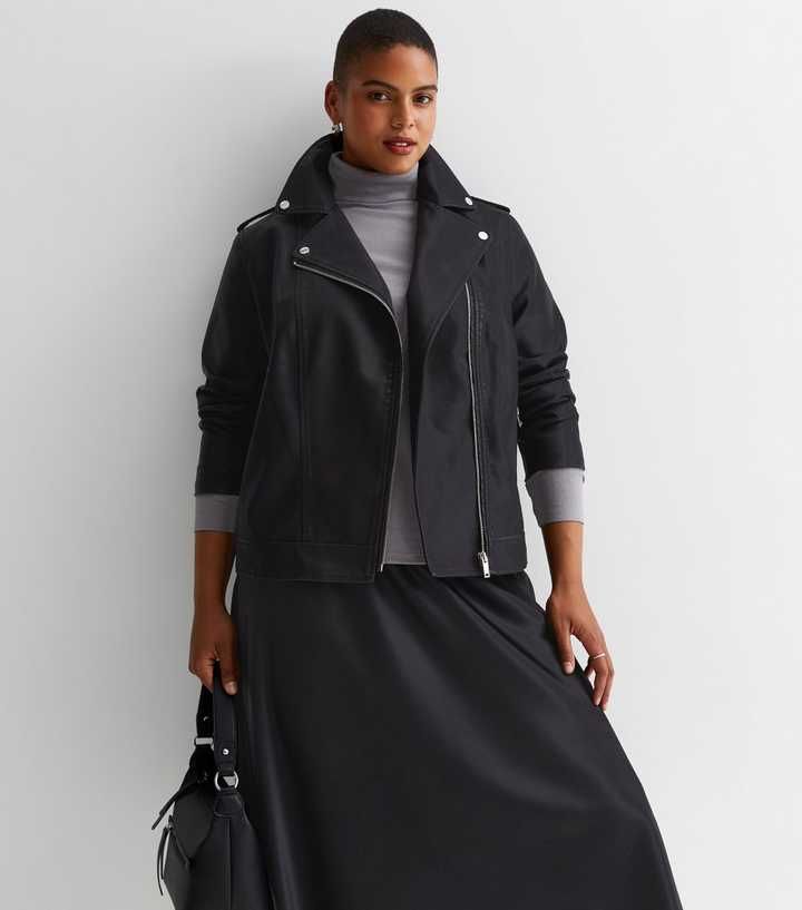 Curves Black Leather-Look Biker Jacket
						
						Add to Saved Items
						Remove from Saved It... | New Look (UK)