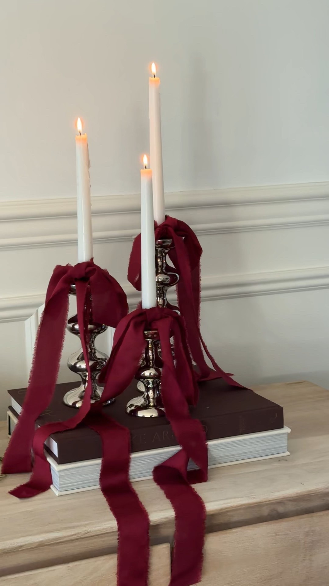 Simple holiday styling…obsessed with chrome and burgundy right now ❤️

#chrome #burgundy #holiday #Christmas #candles 

#LTKHome #LTKHoliday #LTKFindsUnder50