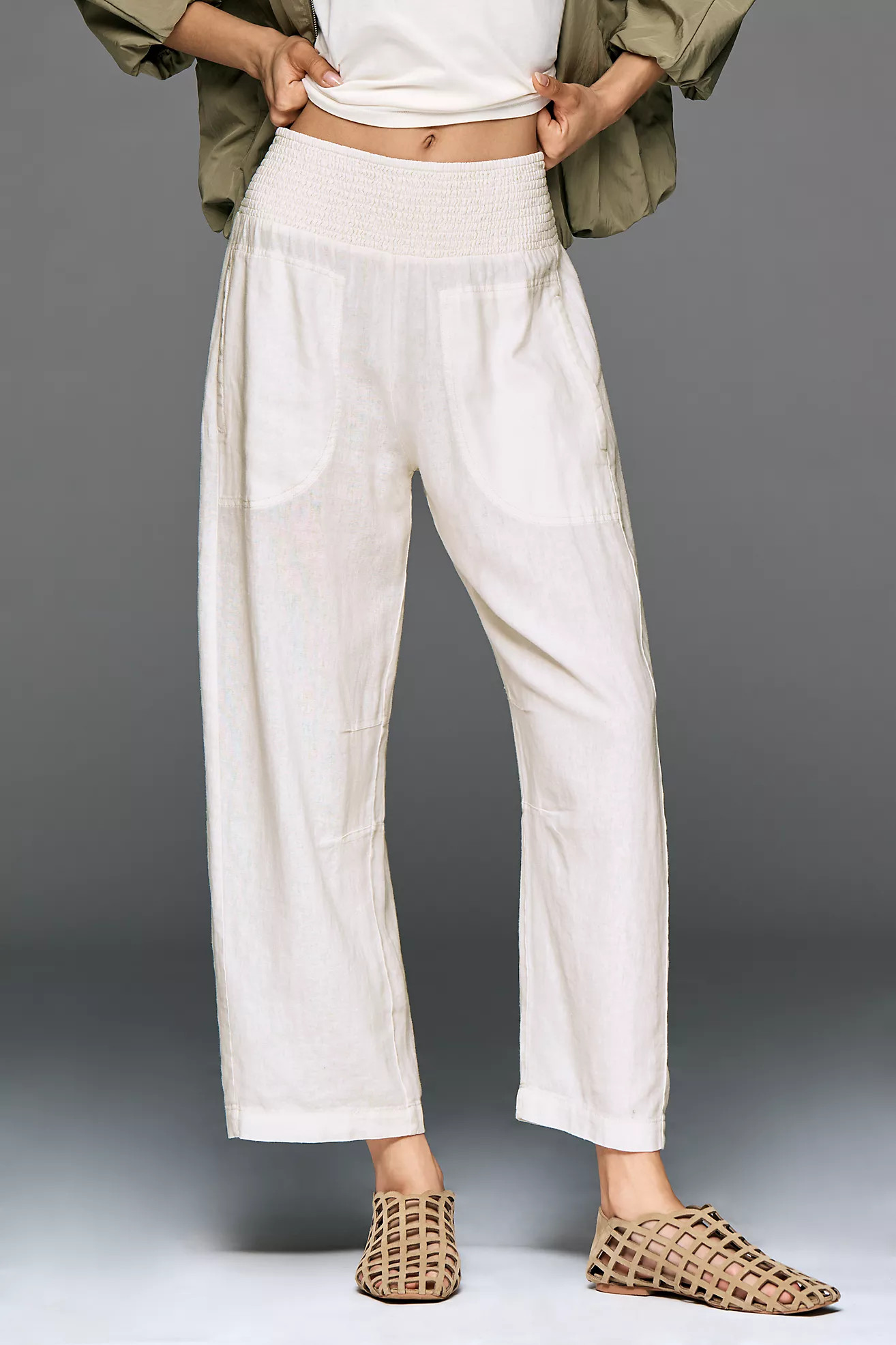The Reese Linen Blend Pull-On Barrel Pants by Pilcro | Anthropologie (US)