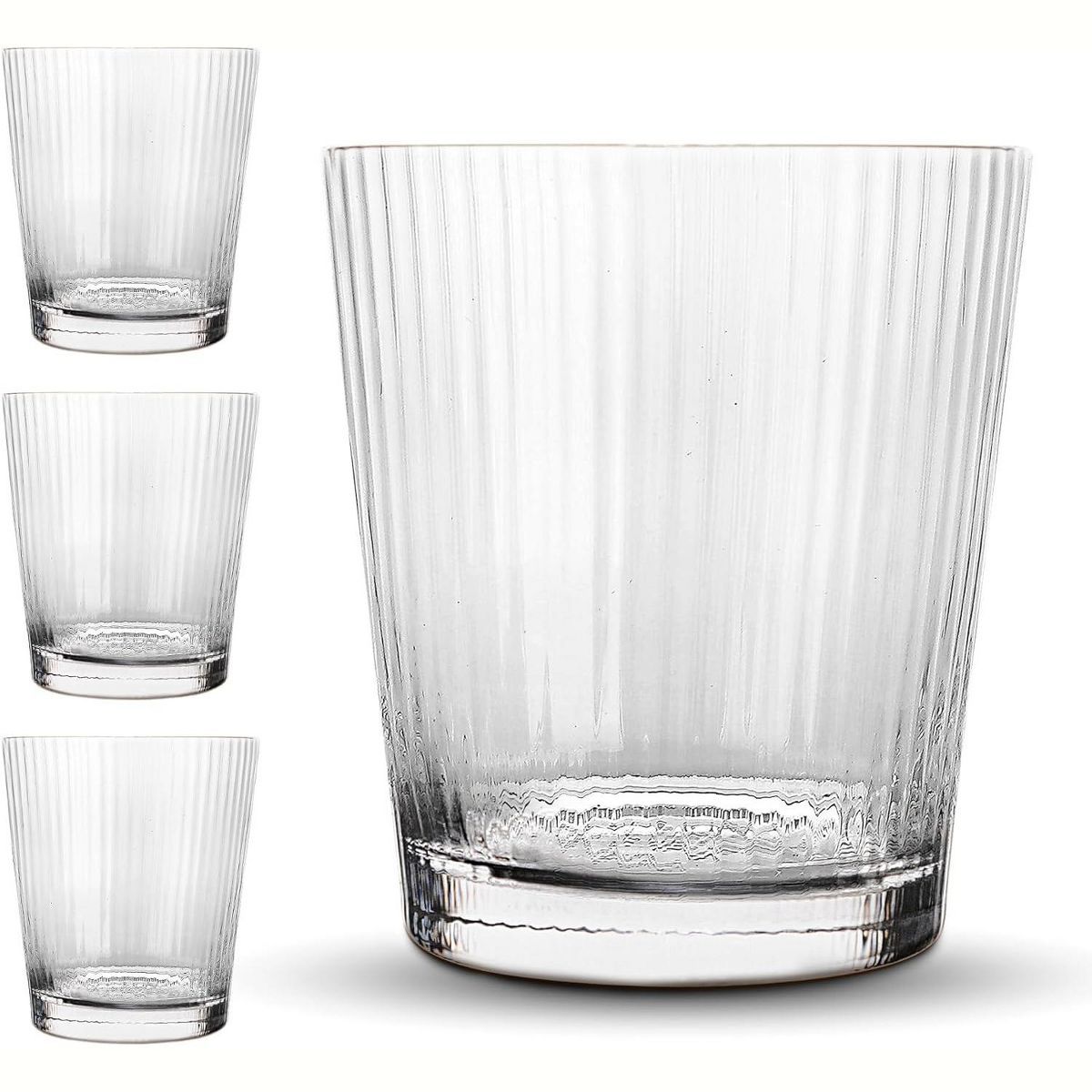 Elle Decor Glass Water Cups, Set Of 4, Vintage Ribbed Stackable Drinking Glasses, 9.4 Oz Iced Cof... | Target