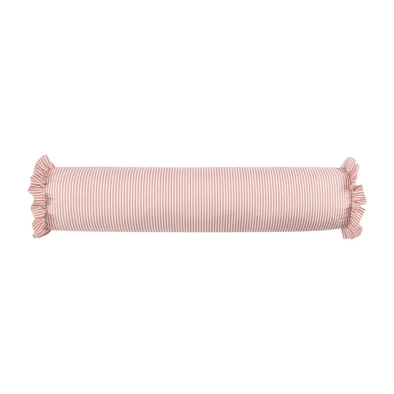 Home Decor Collection 8" x 36" Pink Striped Ruffle Bolster Decorative Pillow | Walmart (US)