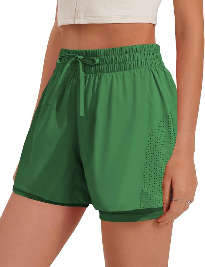 Pinspark womens High Waisted Quick Dry Gym Shorts with Pocket | Amazon (US)