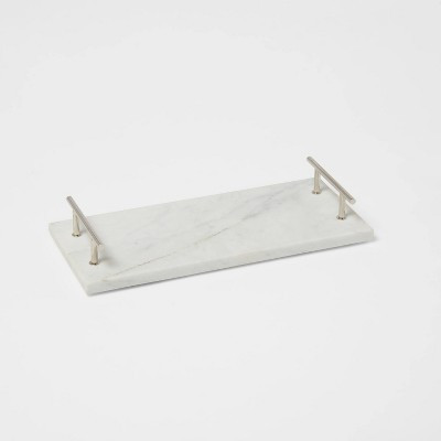 14" x 6" Marble Serving Tray with Metal Handles White - Threshold™ | Target