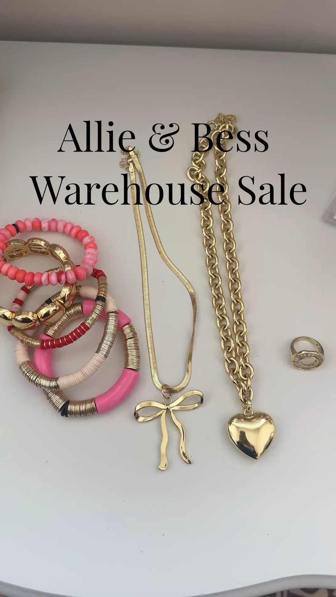 Allie & Bess 
Warehouse Sale 2026

Biggest Sale of the Year

Necklaces 
Charms
Bracelets 
Rings 
Several items from $5 and up

I am sharing a few pieces I own(some not available) but
The quality and very similar are 

Love the rhinestone circle ring (one of my favorites) on sale $15

The gold and pearl bracelet is on sale $10 normally $48

The stretch brackets in variety of colors are $20 instead of $62

A bubble heart charm sale $15

Bubble initial charm $15

Coin charm $20 silver or gold 

Cori Bracelet $20 gold link bracelet 

Cross charm $15 gold or silver 

Eve Necklace in gold or silver (what I have the bow charm on ) 
Now $20 instead of $60

Too many cute things to list.. click on an item and it will take you to the full sale…

None sale items use code : DARCY20 to save 20% off 



#LTKSaleAlert