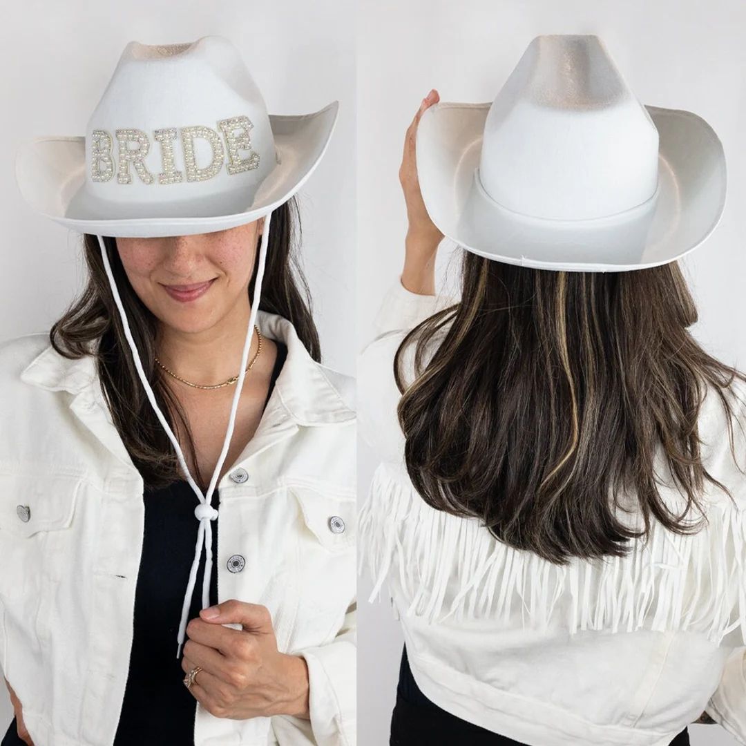 Pearl Bride Cowboy Hat, Bride Cowgirl Bachelorette Hat, Austin Nashville Bachelorette Party Cowgi... | Etsy (US)