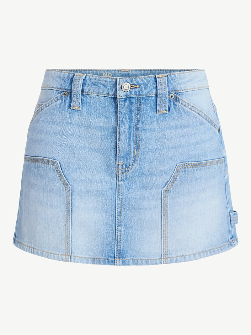 No Boundaries Denim Carpenter Micro Mini Skirt, Women's XXS-XXL | Walmart (US)