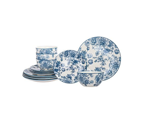 Antique Porcelain Floral Dinner Set, Set of 12 | Pottery Barn (US)