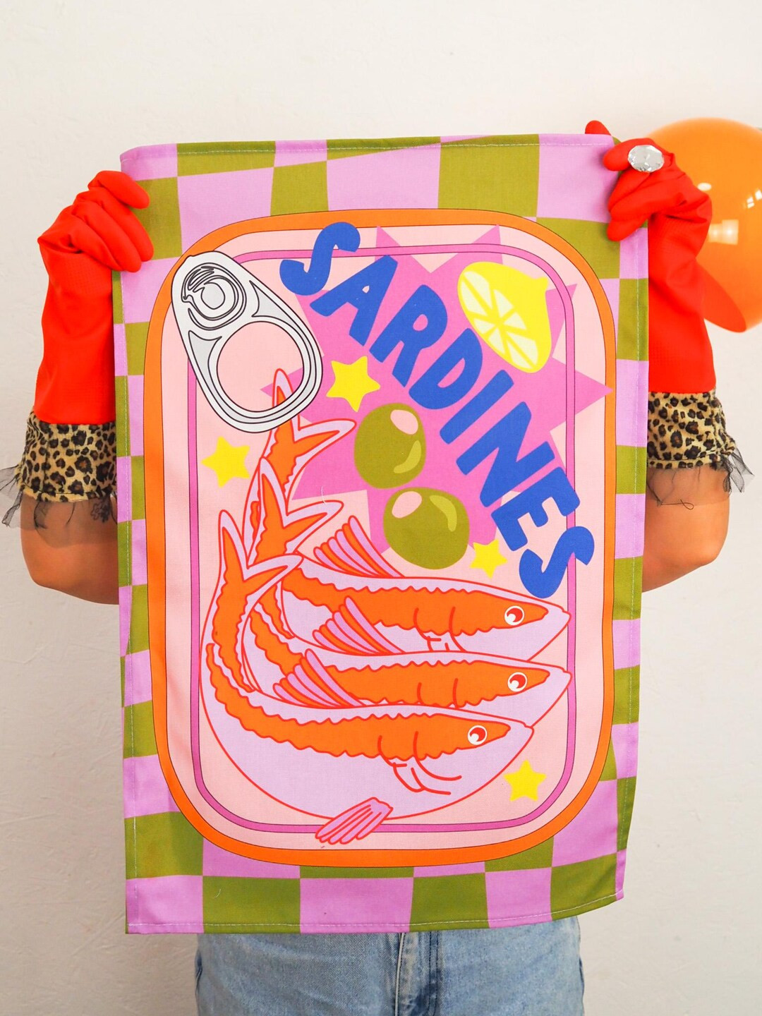 Retro Sardine Tin Tea Towel - Etsy | Etsy (US)