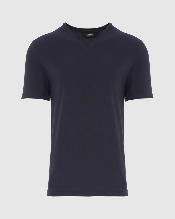 Luxe Performance V-Neck Tee in Navy | 7 For All Mankind