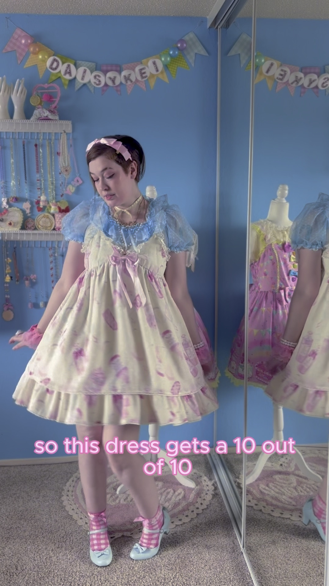 Call me bubbles!…featuring my fiancé @josephknoop again! He’s doing my whole voiceover because I have a cold and it’s really hard to do my usual goofy voice antics y’all love so much! 🥲
.
.
.
Headbow, cutsew, JSK, heart necklace, choker, cuffs, rings, socks: @angelicpretty_official 
GAL necklace: @helloangelgirl 
Other rings: @cat_tea_party 
Shoes: Sosick
.
.
.
#egl #daisykei #jfashion #eglfashion #eglcommunity #harajukufashion #harajukustyle #personalstylist #sweetlolitastyle #personalstyle #kawaiiaesthetic #kawaii #kawaiifashion #japanesefashion #altfashion #alternativefashion #30daysoflooks #angelicpretty #lovelybathroom 

#LTKVideo #LTKStyleTip #LTKBeauty