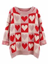'Fiona' Heart Pattern Oversized Sweater (2 Colors) | Goodnight Macaroon