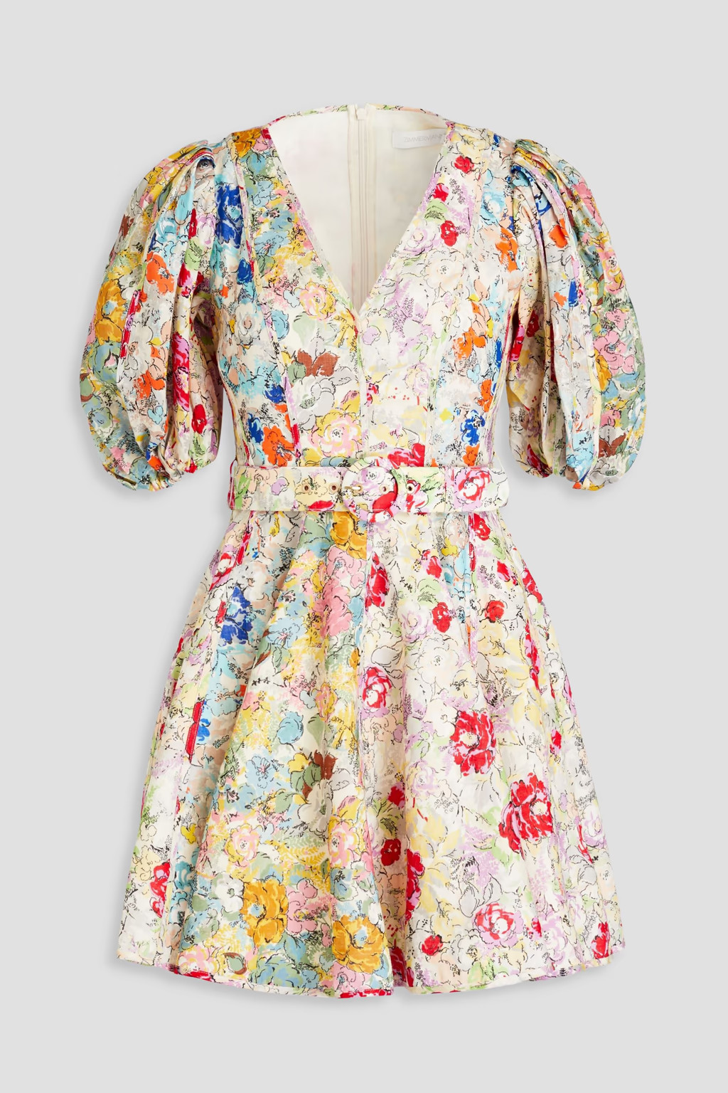 Belted floral-print linen mini dress | The Outnet (US and CA)