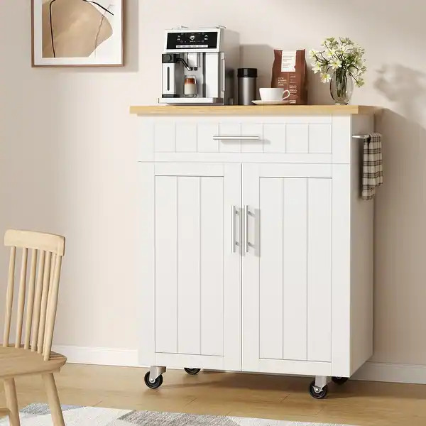 Rolling Kitchen Island with Storage Cabinet & Drawer – Extra Counter Space for Kitchen - White | Bed Bath & Beyond