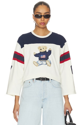 Polo Ralph Lauren Jersey Long Sleeve T-shirt in Warm White & Newport Navy from Revolve.com | Revolve Clothing (Global)