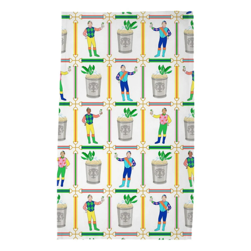 Jockeys & Juleps Personalized Poly Twill Tea Towels, Set of 2, Winning White | Taylor Beach Design