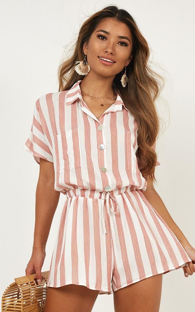 Island Vibe Playsuit In Red Stripe | Showpo - deactived