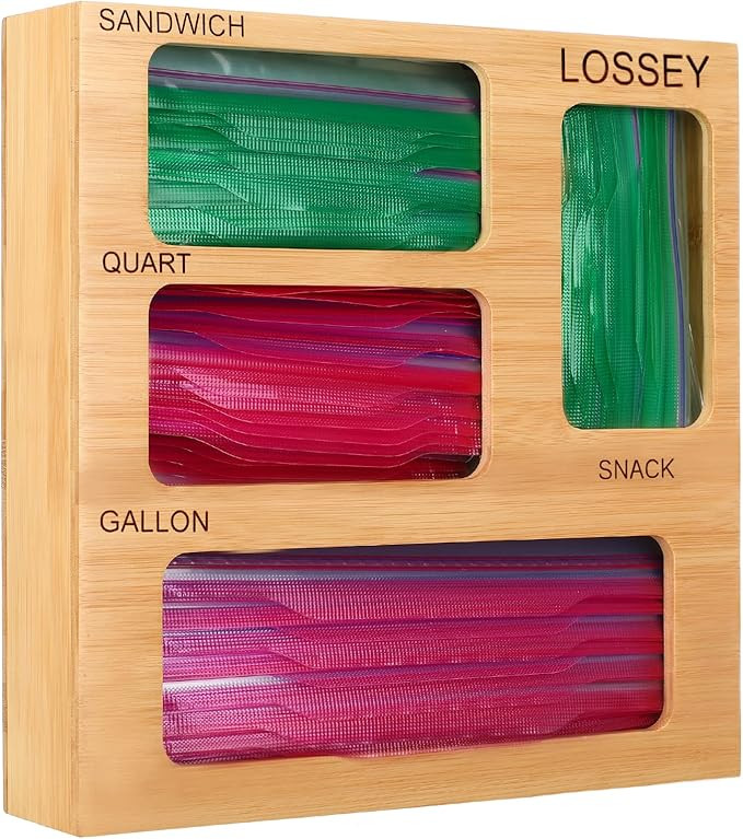 Lossey 4IN1 Ziplock Bag Organizer for Drawer, Food Storage Bags Organizer, Plastic Bag Organizer,... | Amazon (US)