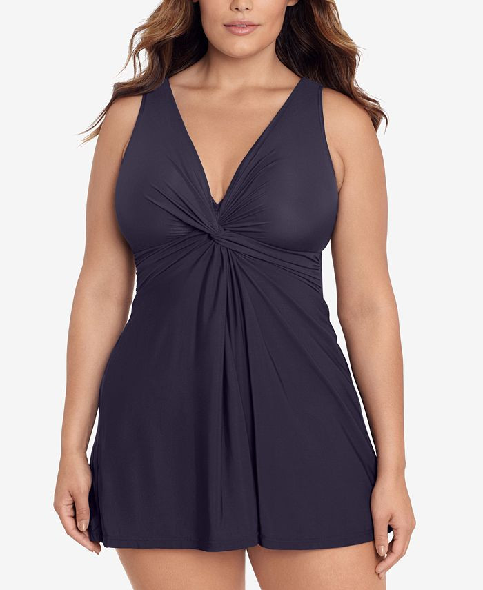 Plus Size Marais Allover-Slimming Twist-Front Swimdress | Macys (US)