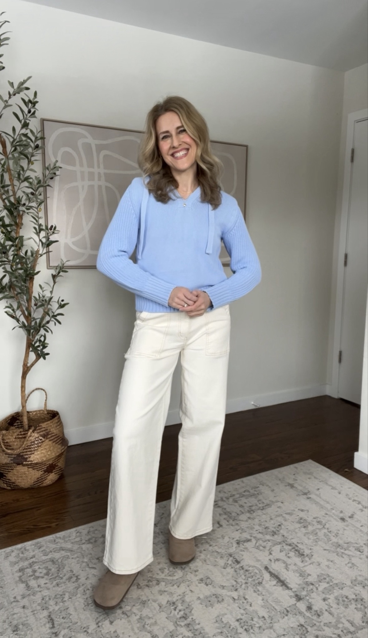 Walmart cotton hoodie sweater (size small) and off white trouser jeans, tts #walmartfashion 