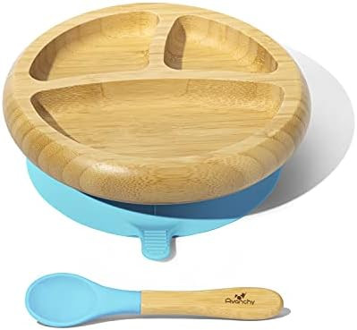 Avanchy Bamboo Baby Plate - Silicone Suction - Suction Plates and Bowls for Toddlers - 9 Months and  | Amazon (US)