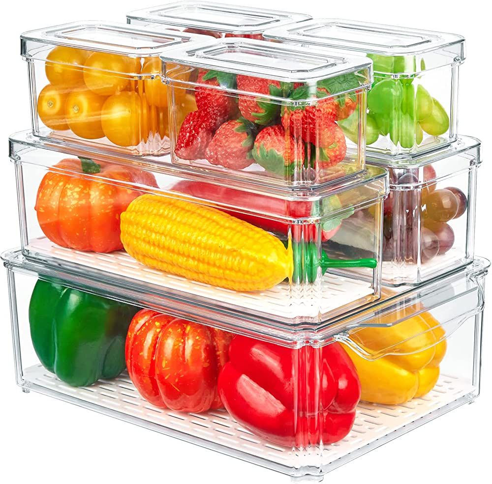 Vtopmart Set of 7 Fridge Organizer, Stackable Fruit Storage Containers for Fridge with lids, BPA-... | Amazon (US)